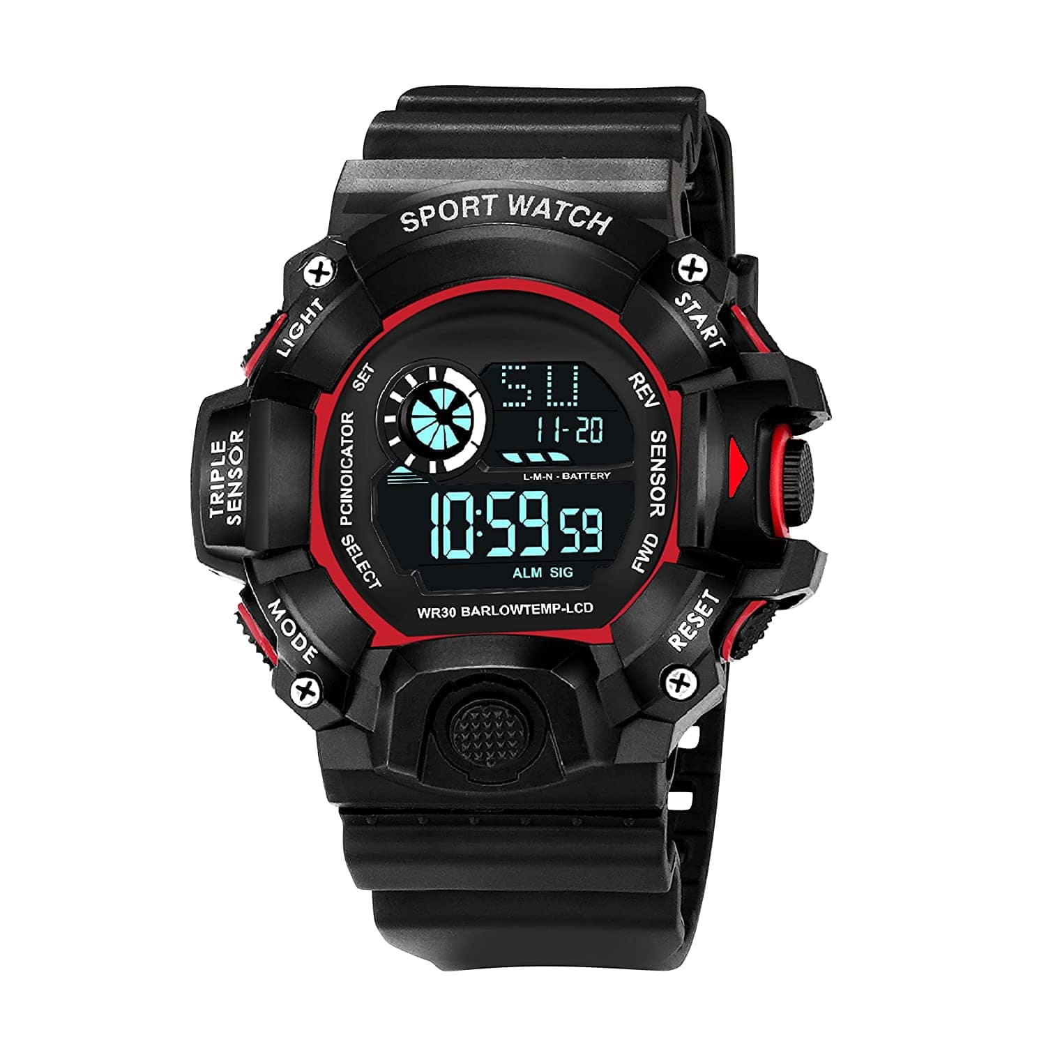 Om Collection - Black Silicon Digital Men's Watch
