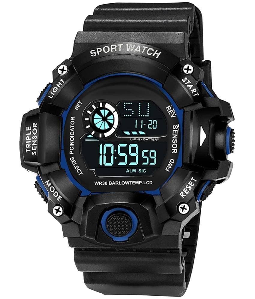     			Om Collection - Black Silicon Digital Men's Watch