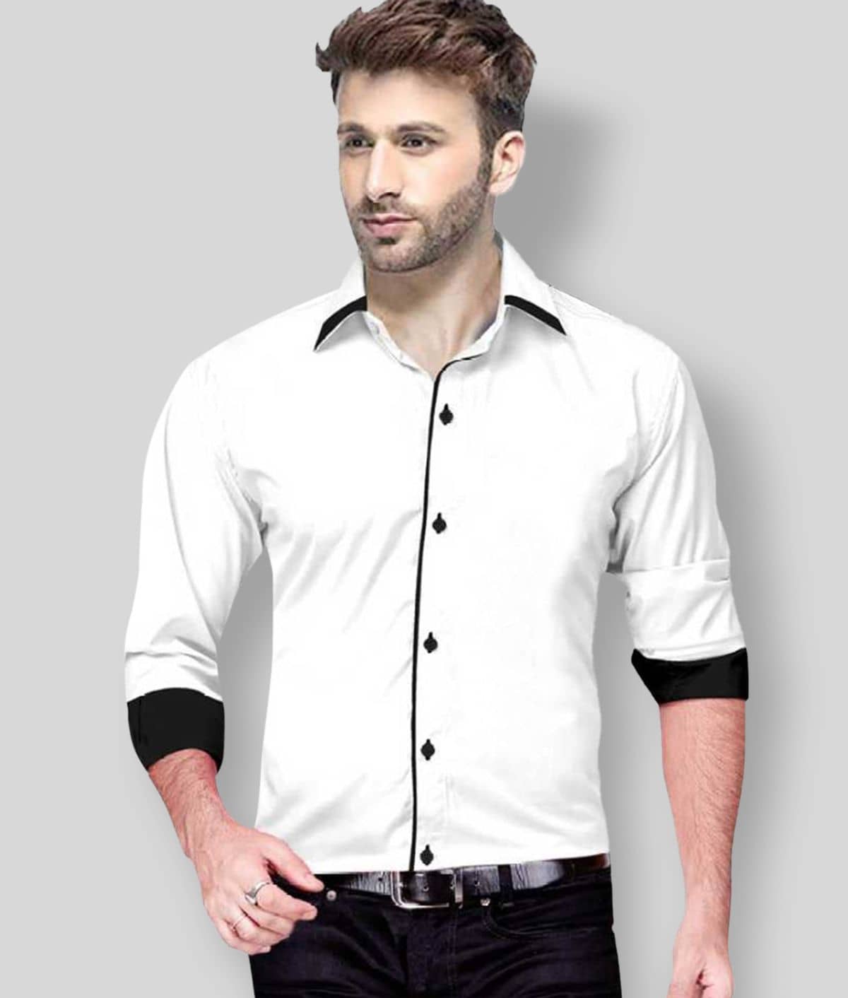 P&V CREATIONS - Blue Cotton Slim Fit Men's Casual Shirt (Pack of 1 )