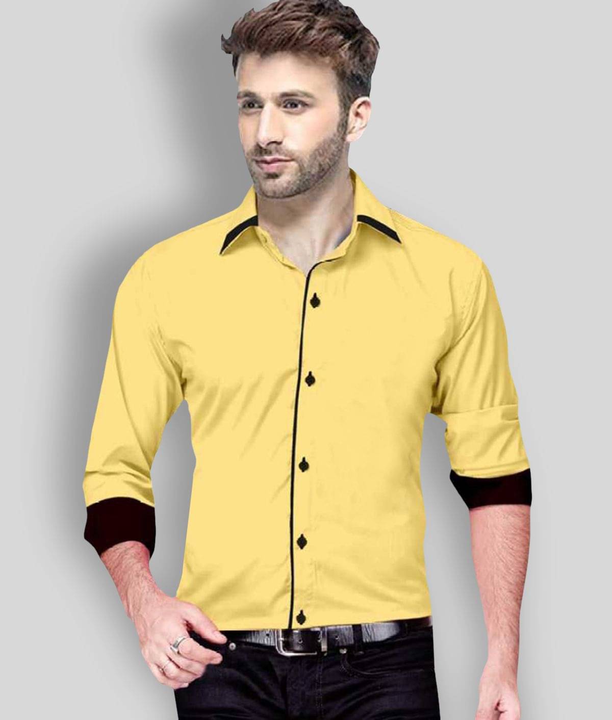 P&V CREATIONS - Beige Cotton Slim Fit Men's Casual Shirt (Pack of 1 )     			P&V CREATIONS - Beige Cotton Slim Fit Men's Casual Shirt (Pack of 1 )