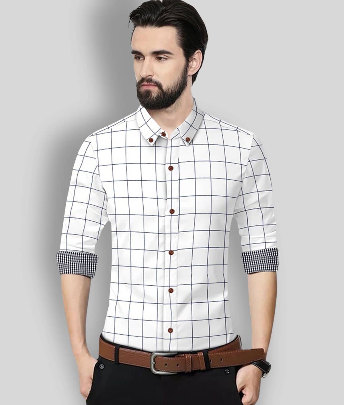 P&V CREATIONS - Beige Cotton Blend Regular Fit Men's Casual Shirt (Pack of 1)