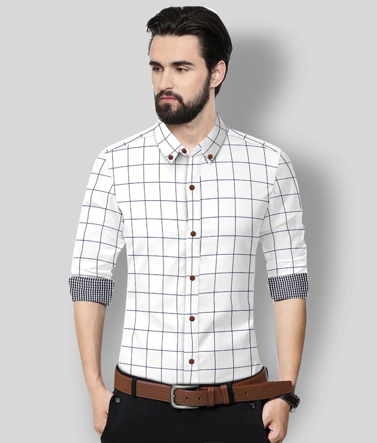 P&V - White Cotton Blend Regular Fit Men's Formal Shirt ( Pack of 1 )