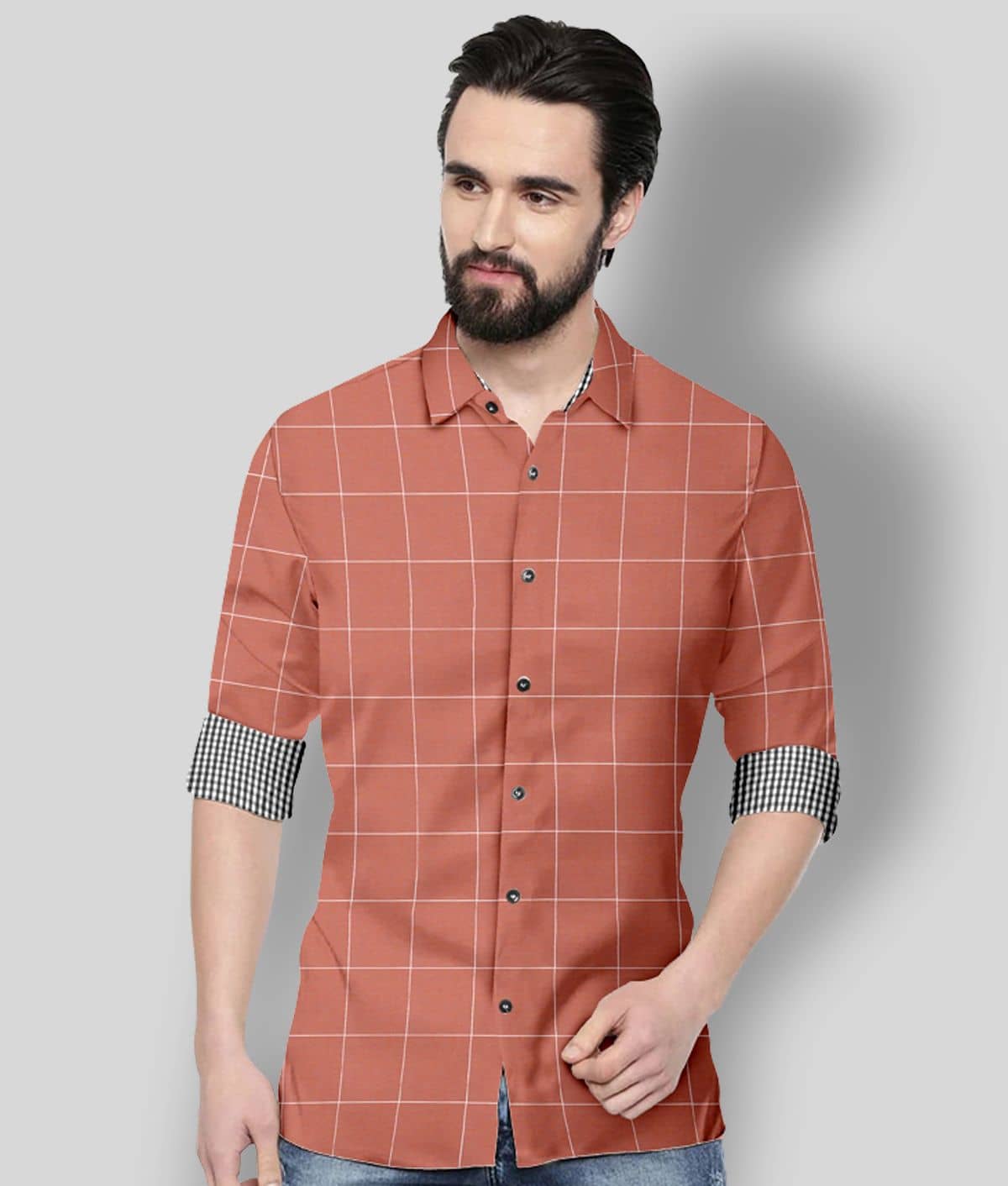 P&V - Red Cotton Blend Regular Fit Men's Formal Shirt ( Pack of 1 )