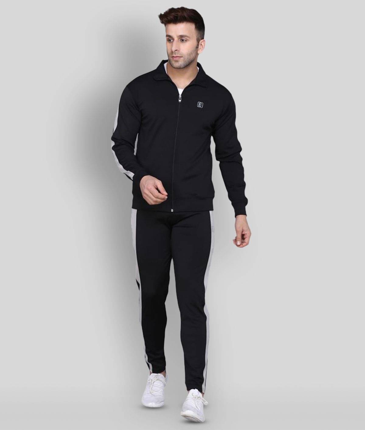     			PRAUME - Black Polyester Slim Fit Solid Men's Sports Tracksuit ( Pack of 1 )