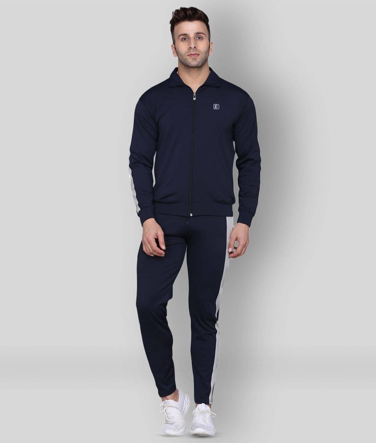 PRAUME - Navy Blue Polyester Slim Fit Striped Men's Sports Tracksuit ( Pack of 1 ) PRAUME - Navy Blue Polyester Slim Fit Striped Men's Sports Tracksuit ( Pack of 1 )