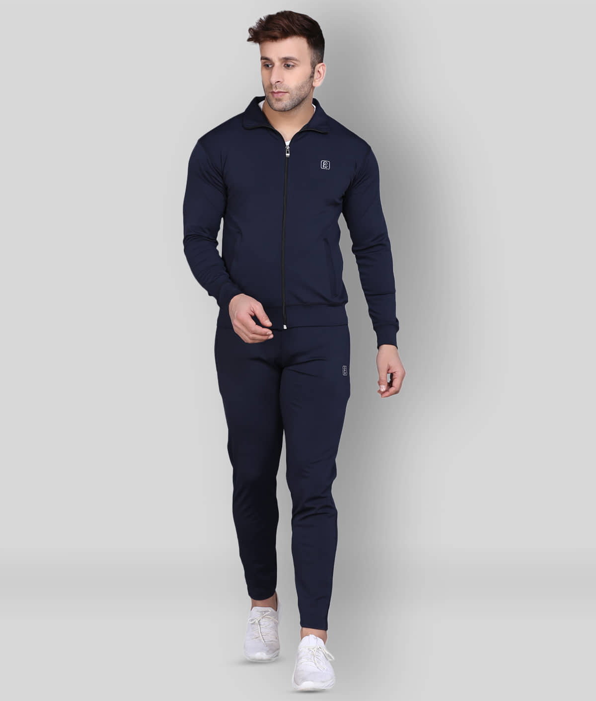 PRAUME - Navy Blue Polyester Slim Fit Solid Men's Sports Tracksuit ( Pack of 1 )