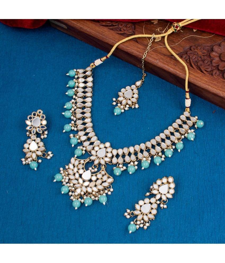     			Sukkhi Alloy Blue Traditional Necklaces Set Collar