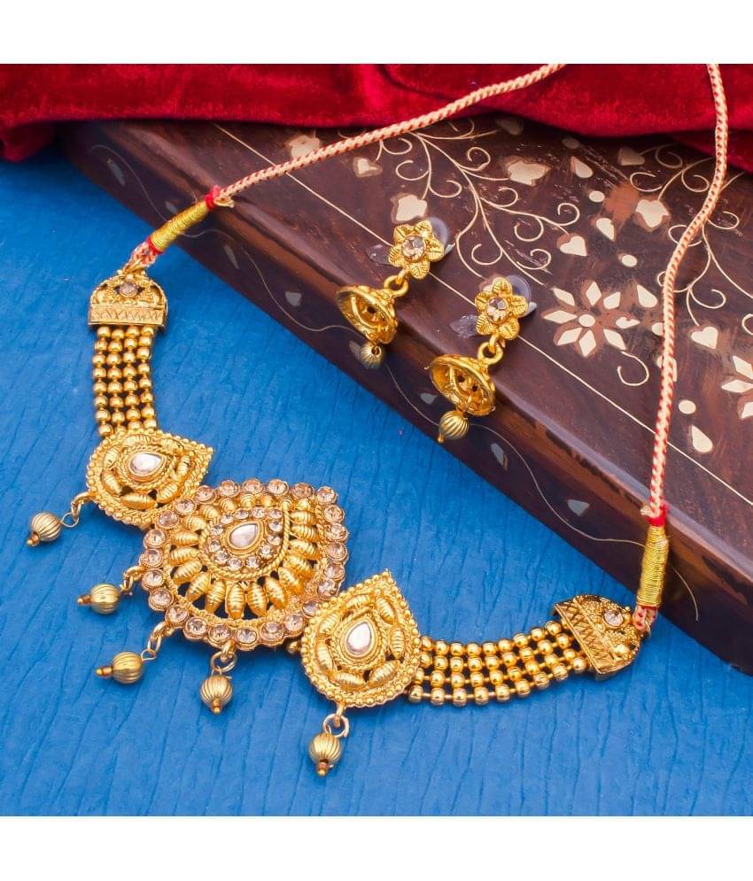     			Sukkhi Alloy Golden Traditional Necklaces Set Choker