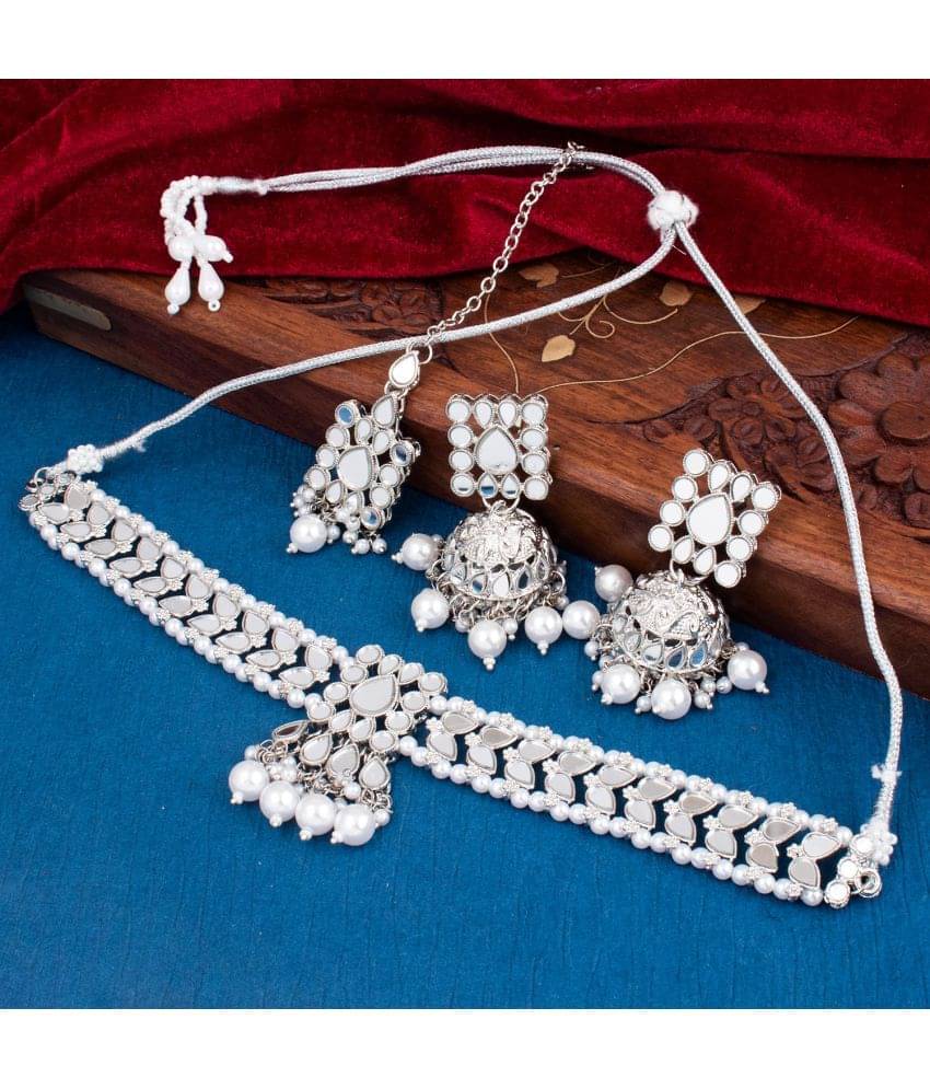     			Sukkhi Alloy Silver Traditional Necklaces Set Choker