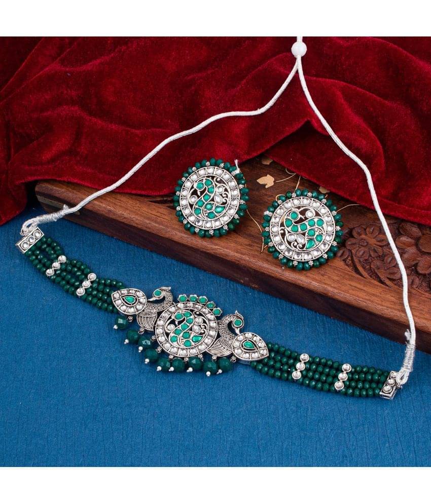     			Sukkhi Brass Green Traditional Necklaces Set Choker