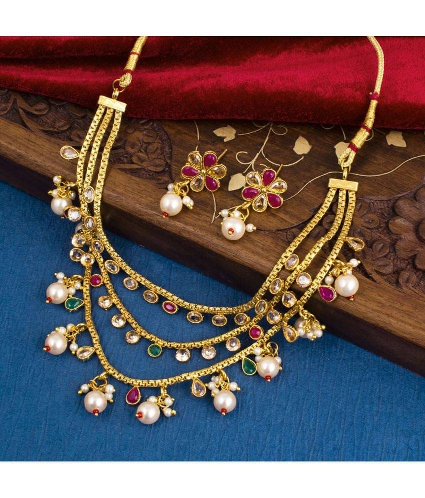     			Sukkhi Brass Multi Color Traditional Necklaces Set Collar