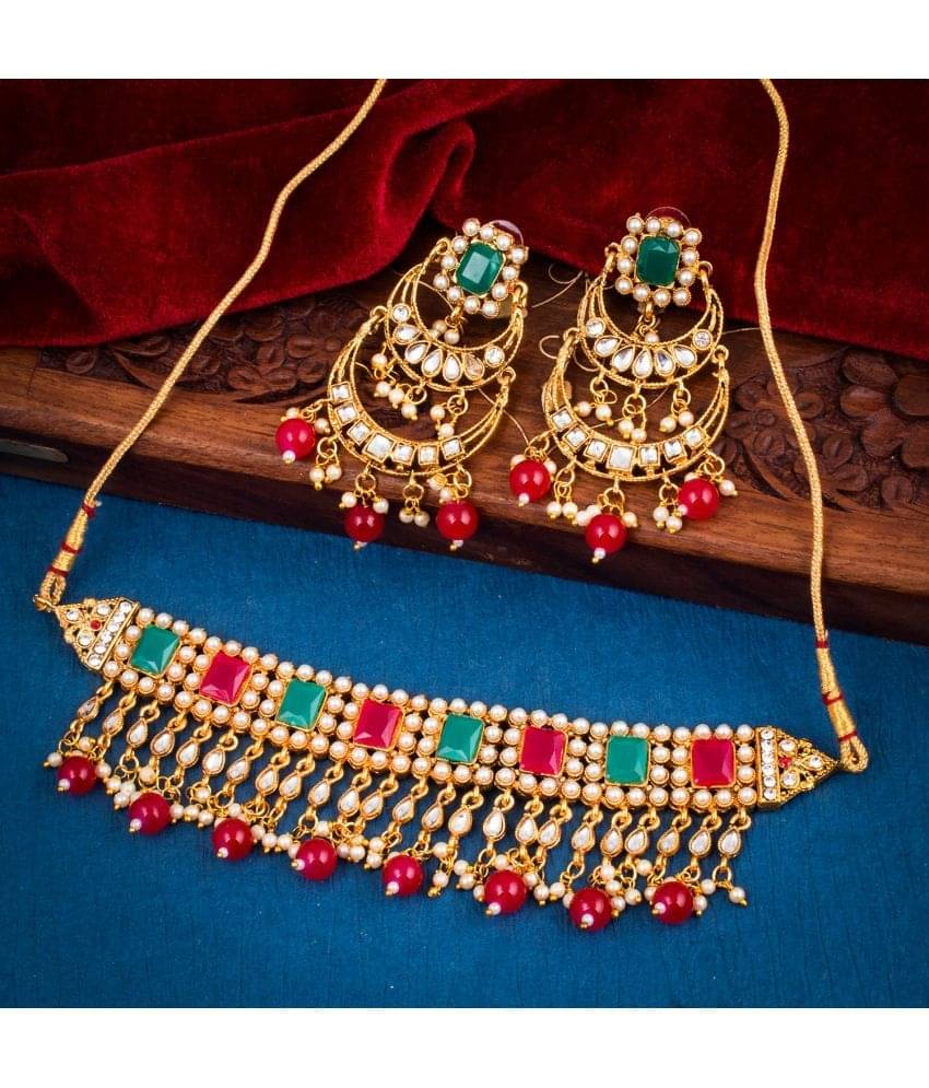     			Sukkhi Brass Multi Color Traditional Necklaces Set Choker