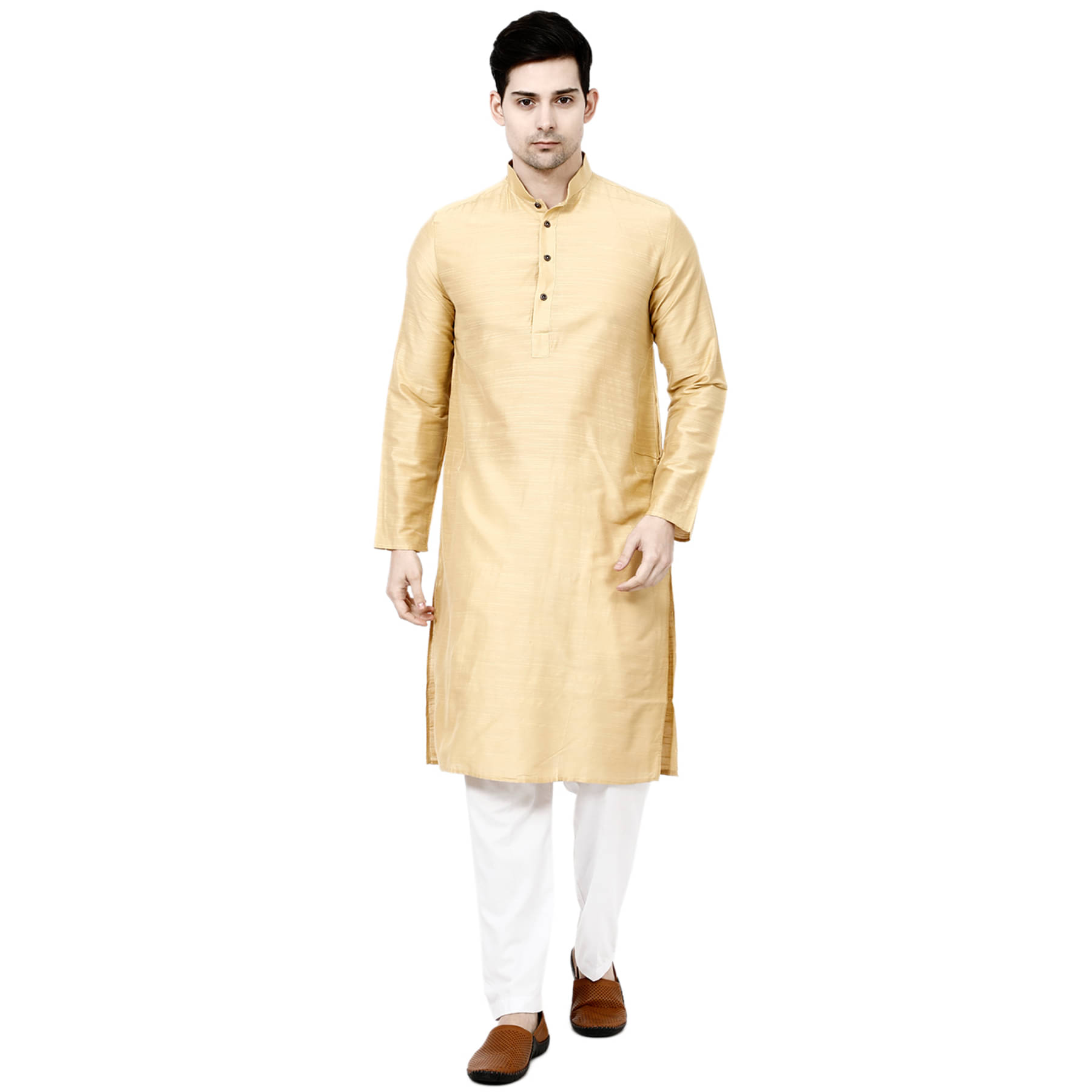     			TAVAN - Regular Silk Cream Men's Kurta ( Pack of 1 )
