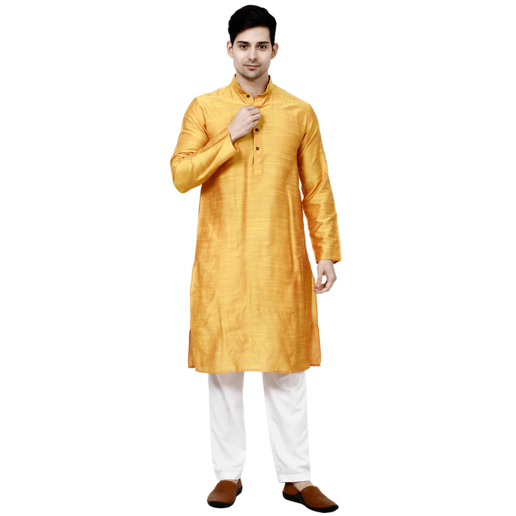     			TAVAN - Regular Silk Yellow Men's Kurta ( Pack of 1 )