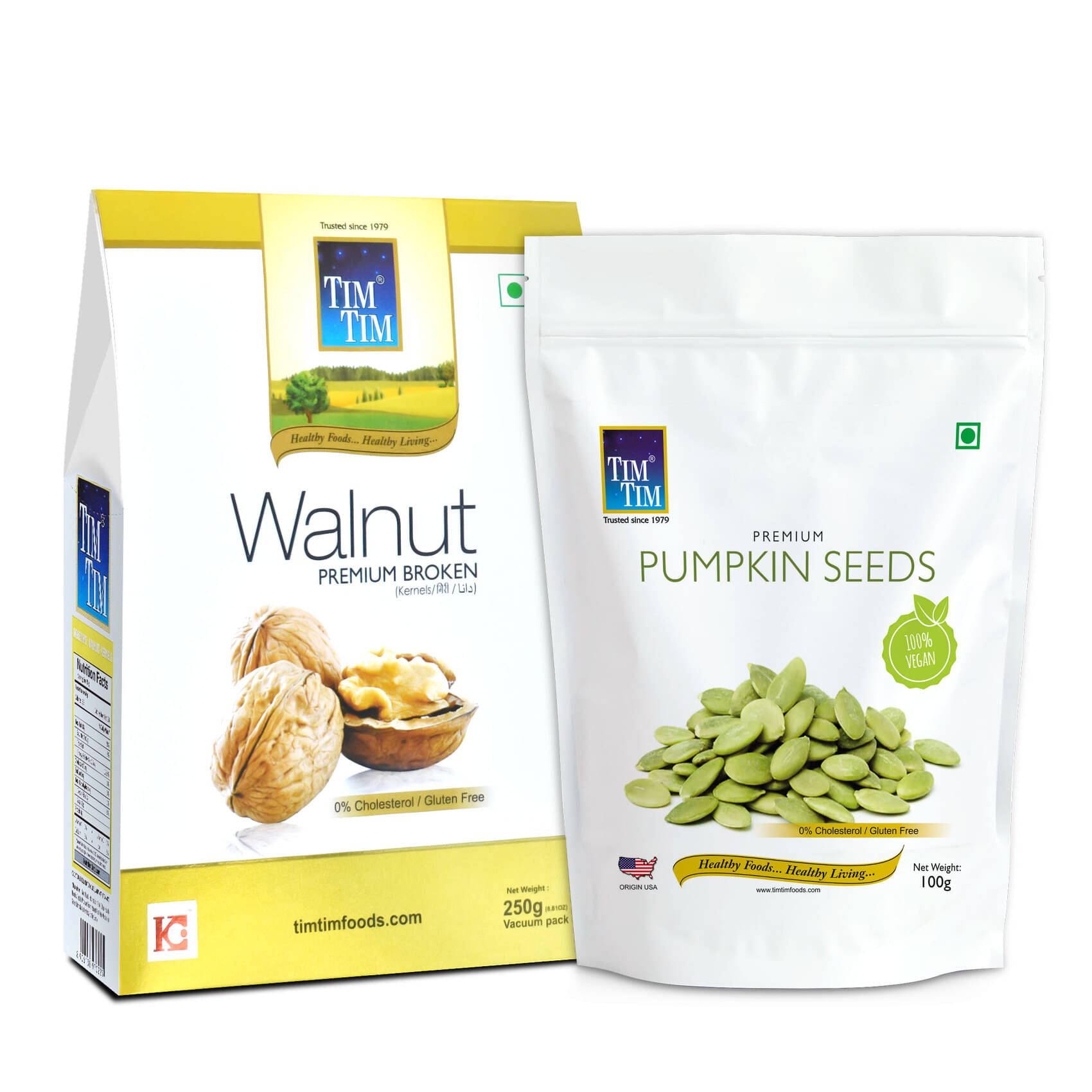     			Tim Tim Premium Broken Walnuts Kernels 250g and Premium Pumpkin Seeds 100g, 350g