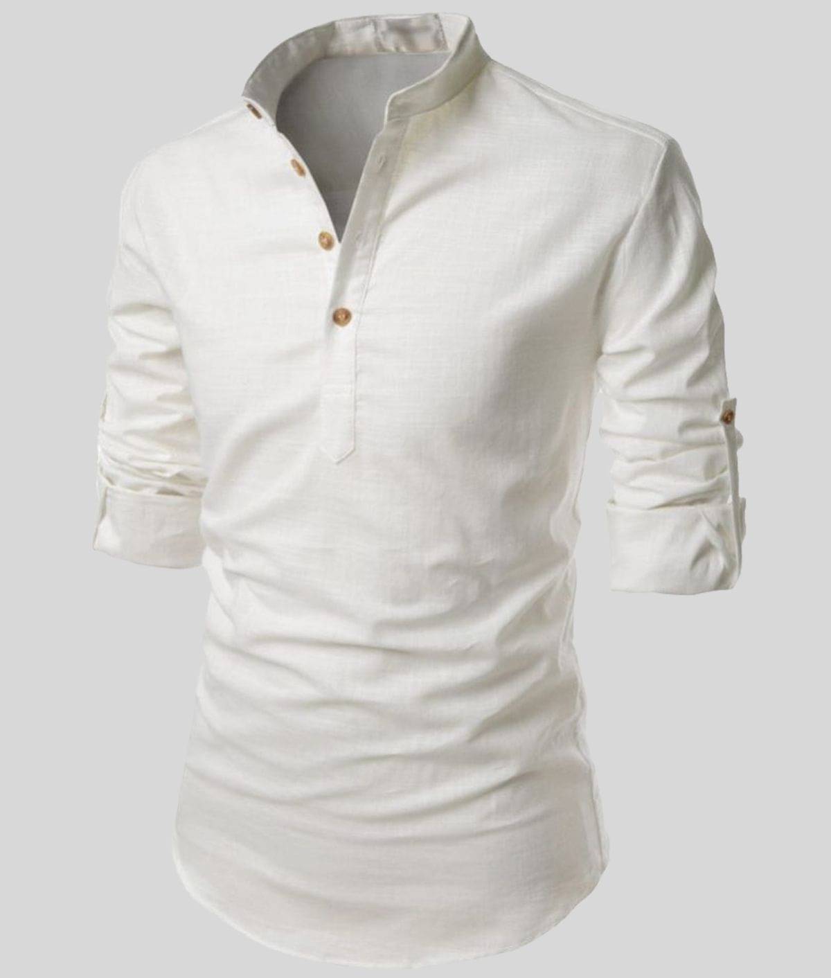     			Vida Loca Linen Regular Fit Solid Rollup Sleeves Men's Casual Shirt - Off-White ( Pack of 1 )