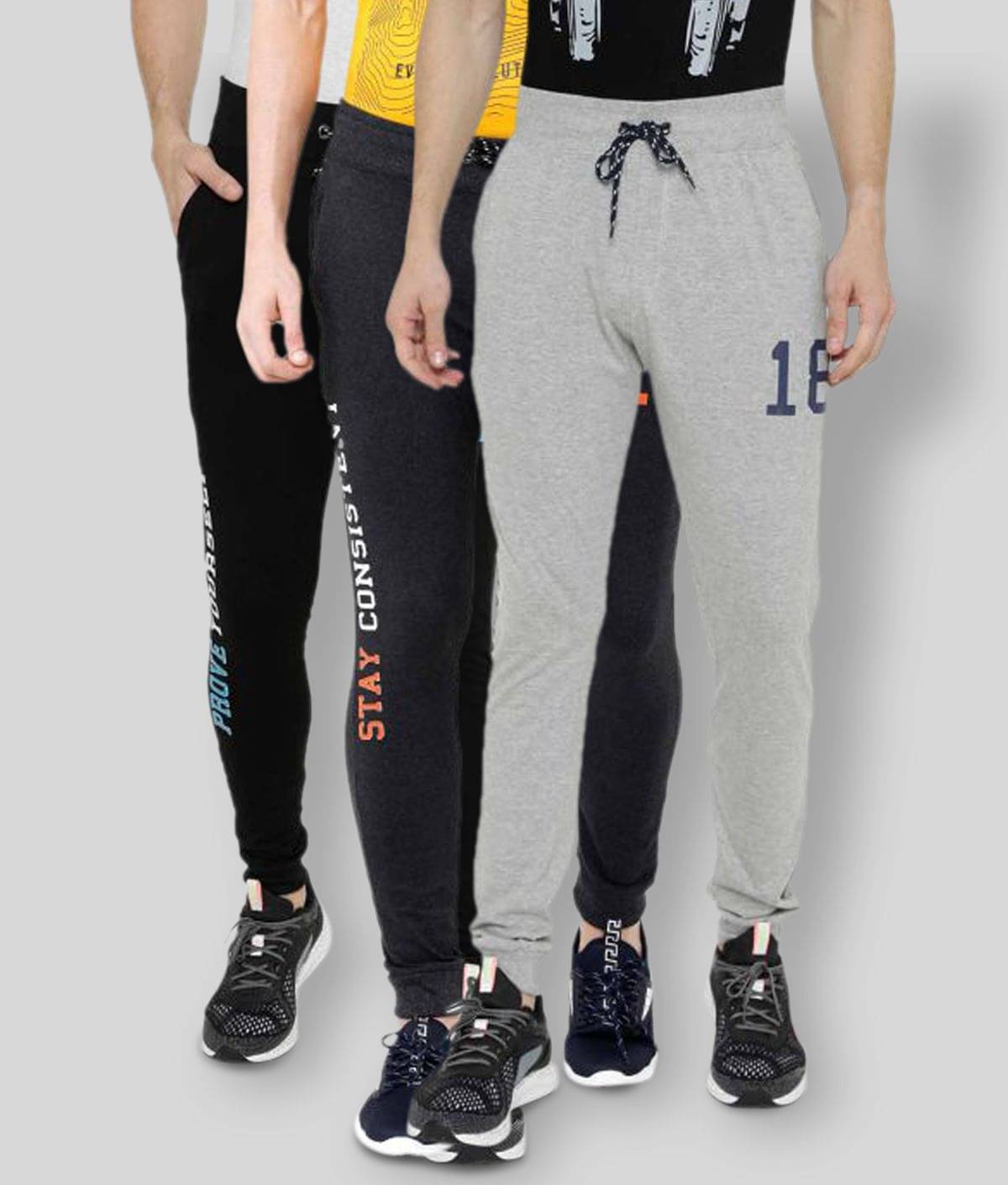Ardeur - Multicolor Cotton Blend Men's Joggers ( Pack of 3 ) Ardeur - Multicolor Cotton Blend Men's Joggers ( Pack of 3 )