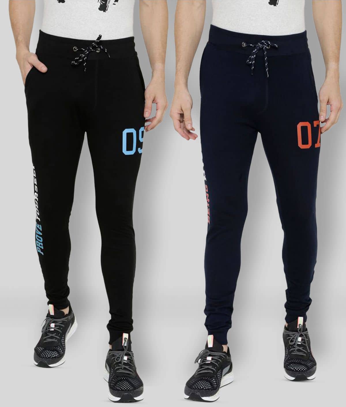 Ardeur - Multicolor Cotton Blend Men's Joggers ( Pack of 2 ) - Track Pants | Buy online on ZillyBuy