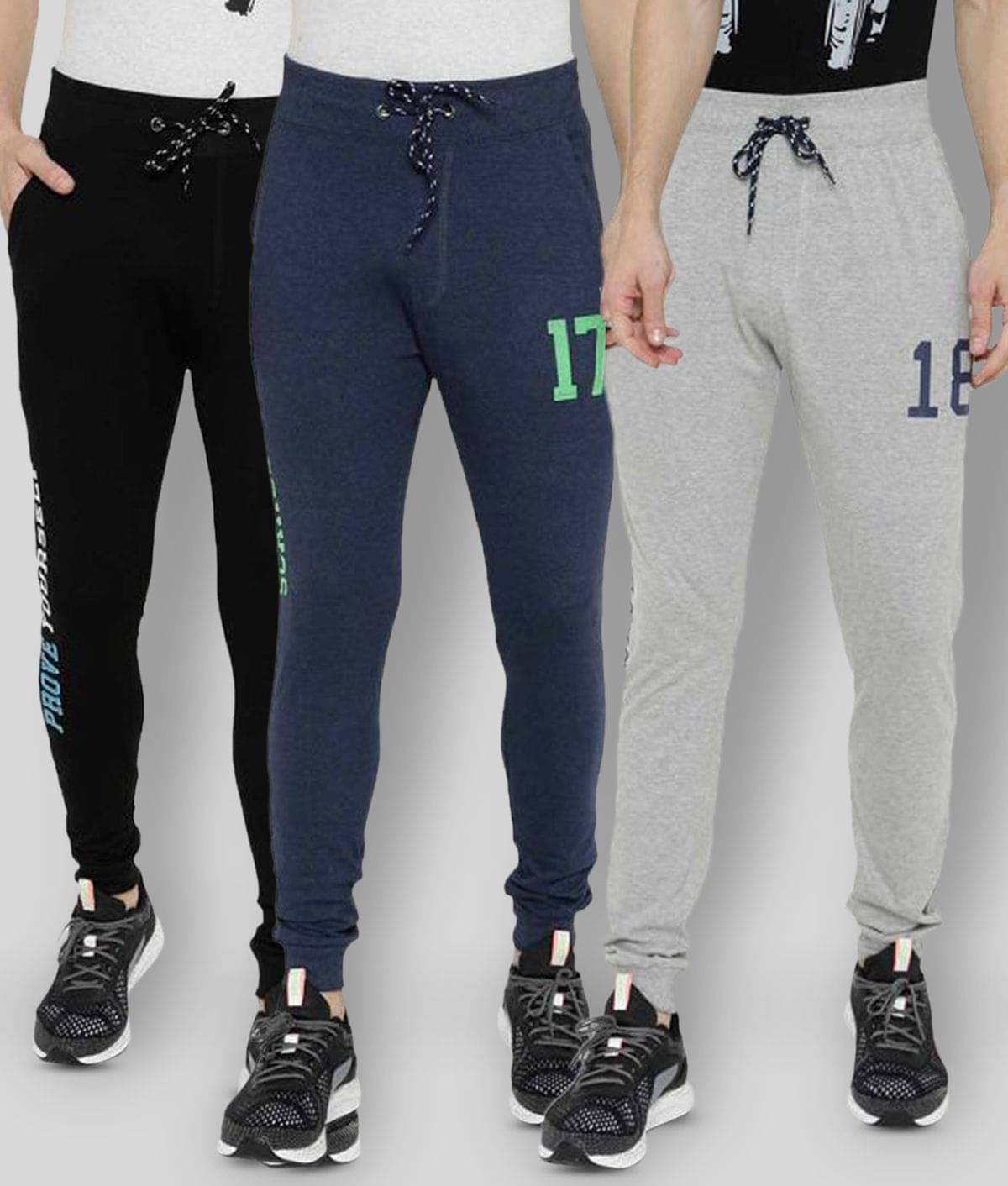 Ardeur - Multicolor Cotton Blend Men's Joggers ( Pack of 3 ) Ardeur - Multicolor Cotton Blend Men's Joggers ( Pack of 3 )
