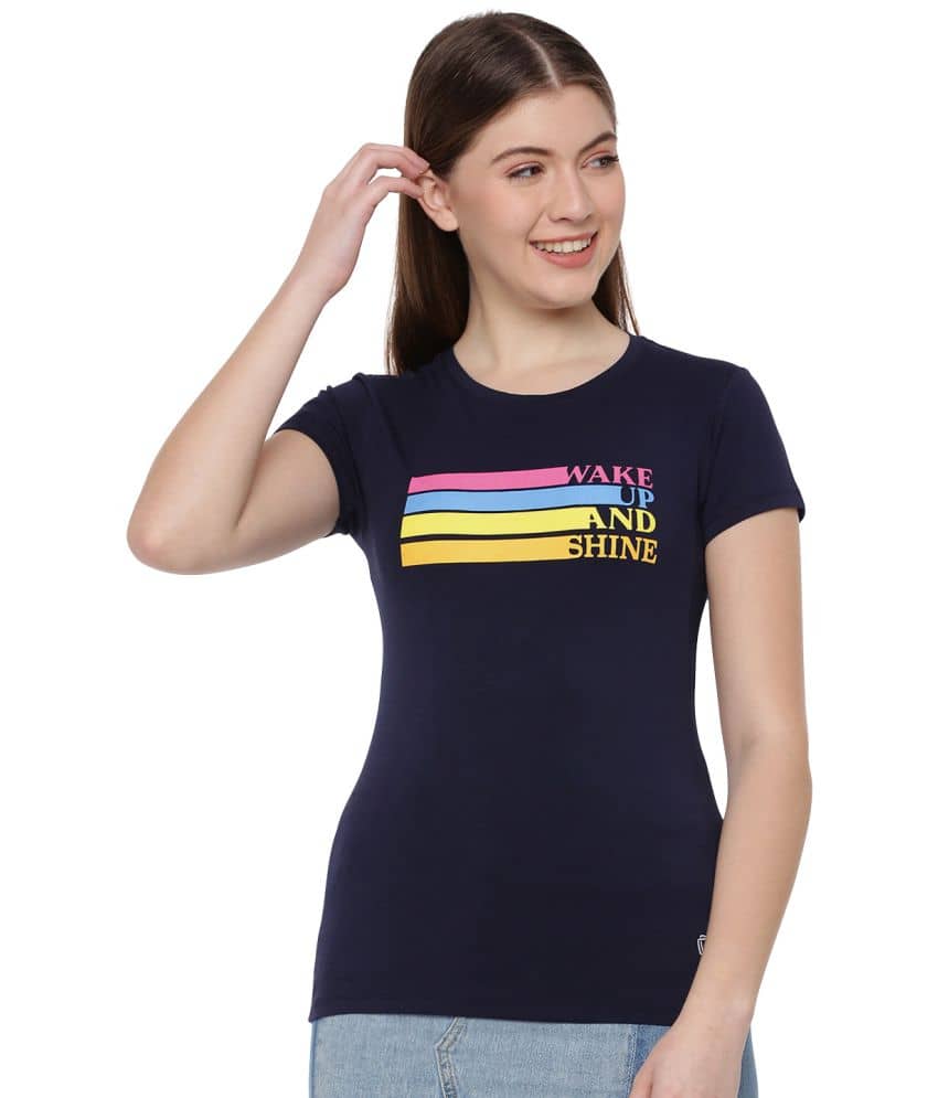 Dollar Missy Women Cotton Printed Regular Fit Round Neck T-Shirt ( Blue )