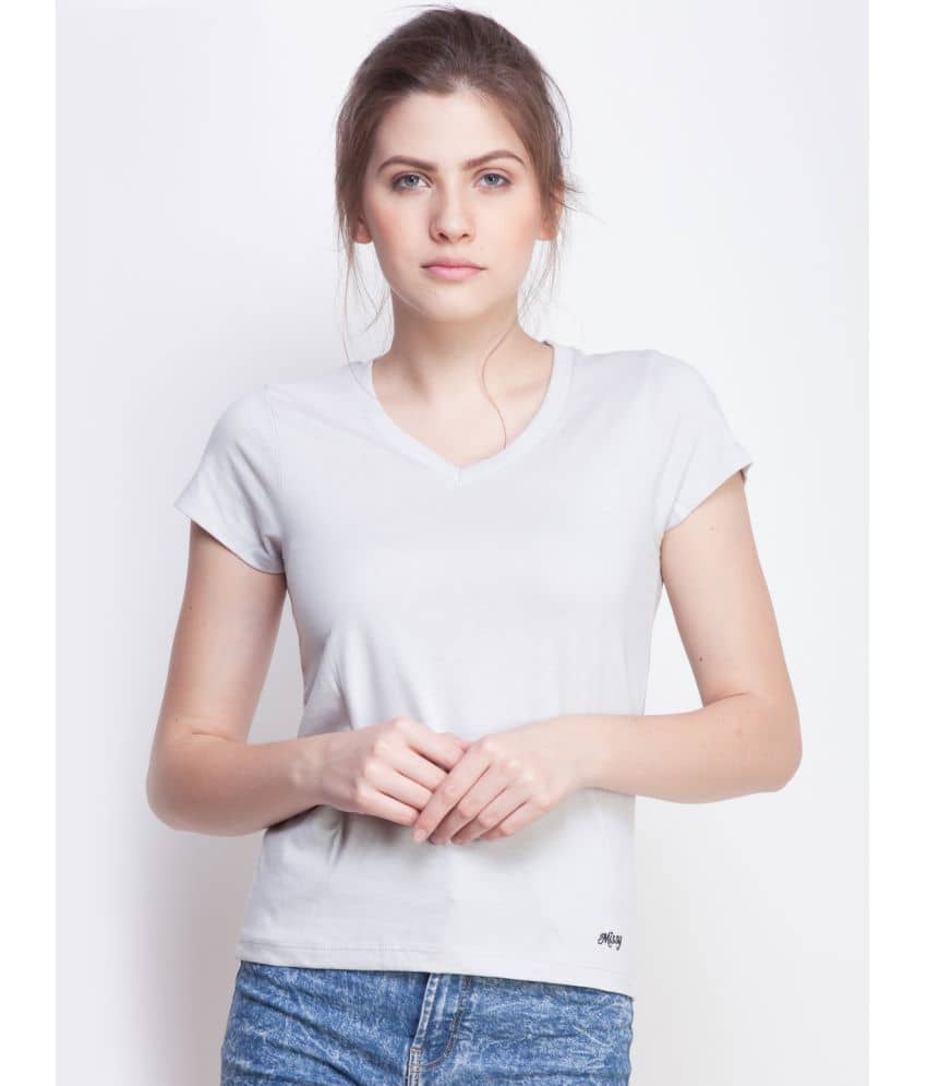 Dollar Missy Women Cotton Solid Regular Fit Round Neck T-Shirt ( Grey )