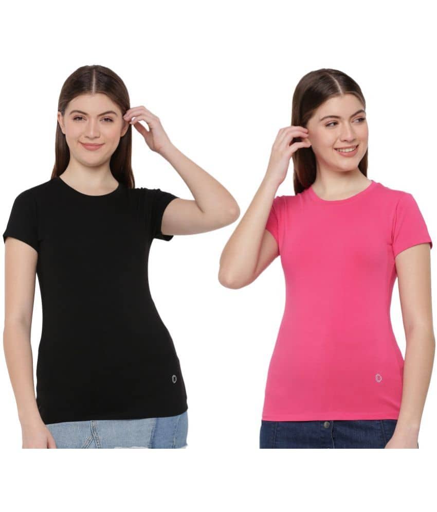 Dollar Missy Women Cotton Solid Regular Fit Round Neck T-Shirt ( Multi Color )