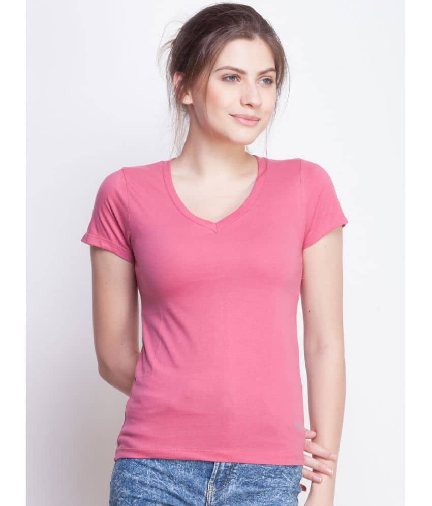 Dollar Missy Women Cotton Solid Regular Fit Round Neck T-Shirt ( Purple )
