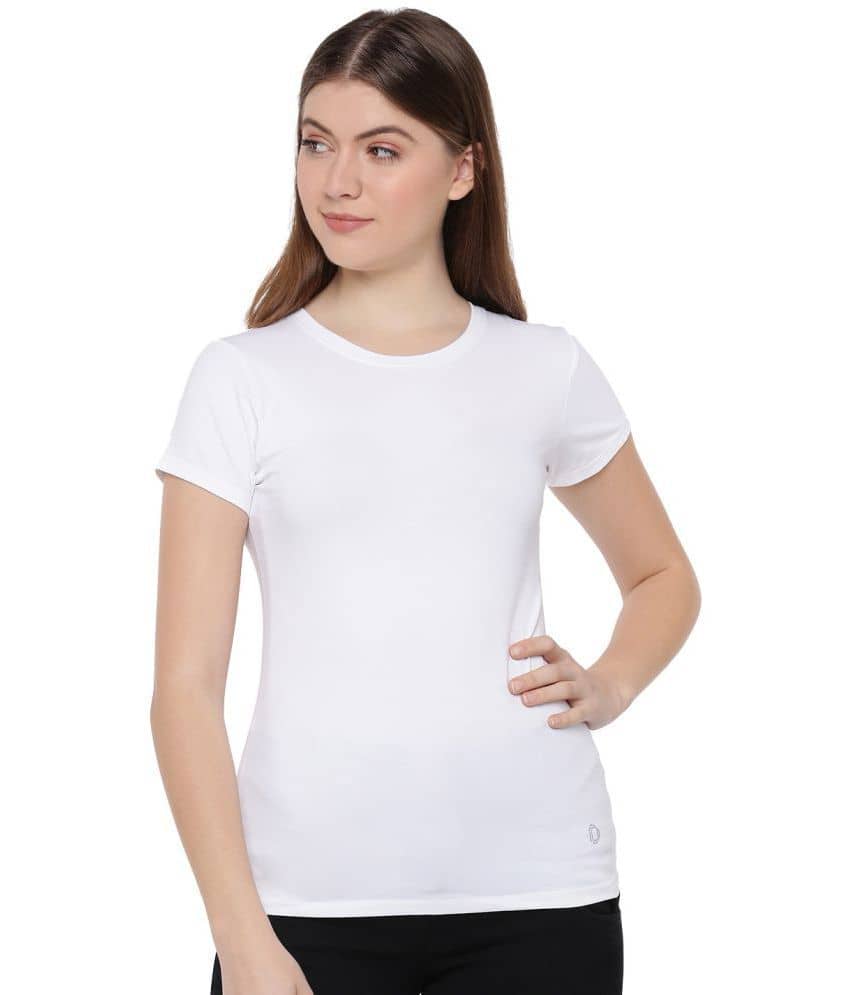 Dollar Missy Women Cotton Solid Regular Fit Round Neck T-Shirt ( White )