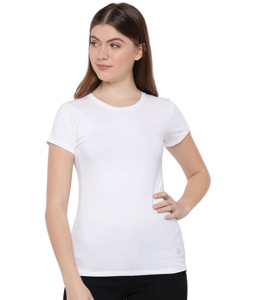     			Dollar Missy Women Cotton Solid Regular Fit Round Neck T-Shirt ( White )