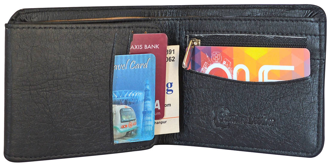     			Loopa PU Black Casual Regular Wallet