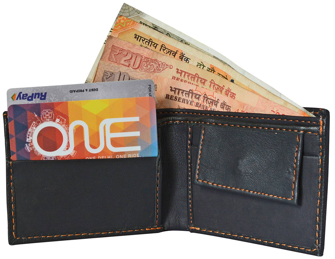     			Loopa PU Black Casual Regular Wallet