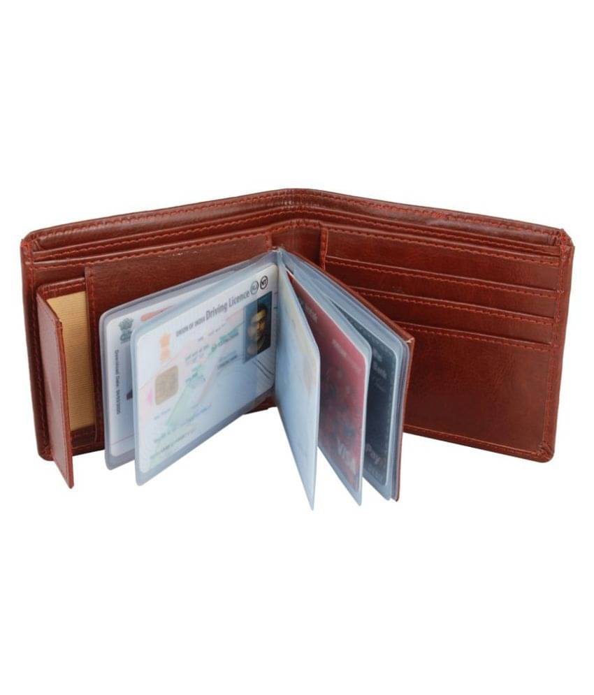     			Loopa PU Brown Formal Regular Wallet