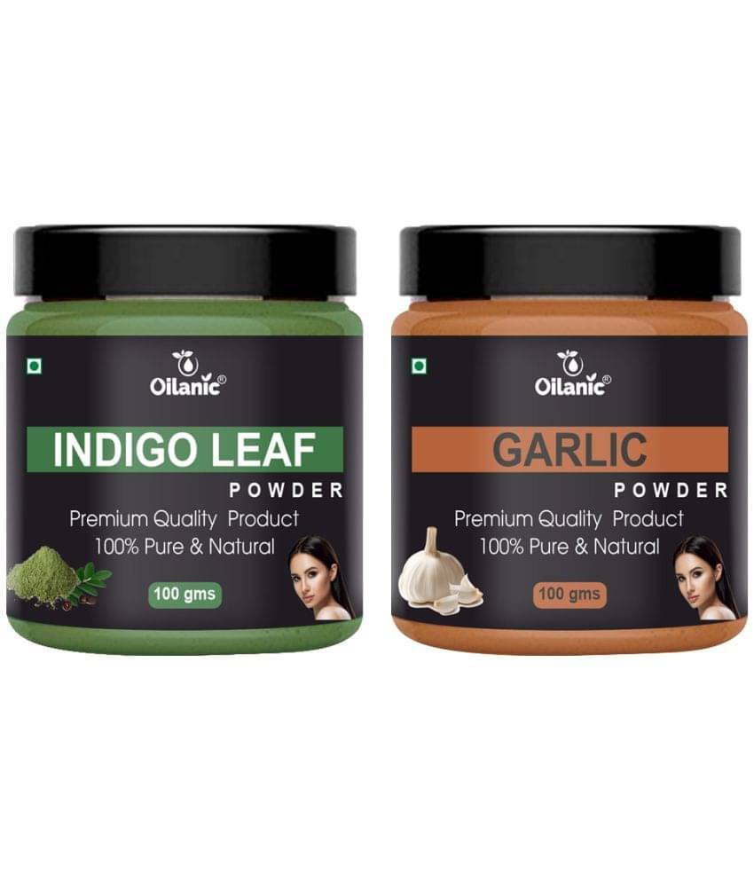     			Oilanic 100% Pure Indigo Leaf Powder & Garlic Powder For Skin Hair Mask 200 g Pack of 2