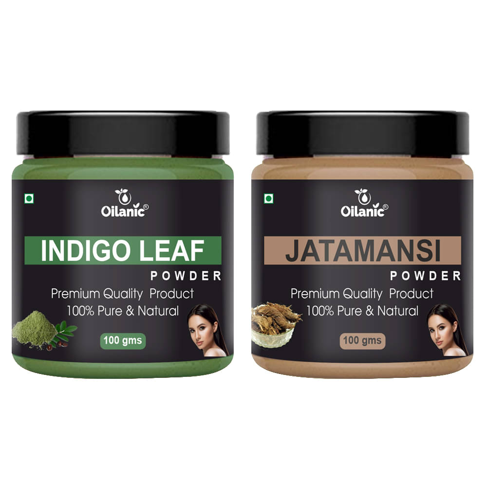    			Oilanic 100% Pure Indigo Leaf Powder & Jatamansi Powder For Skin Hair Mask 200 g Pack of 2