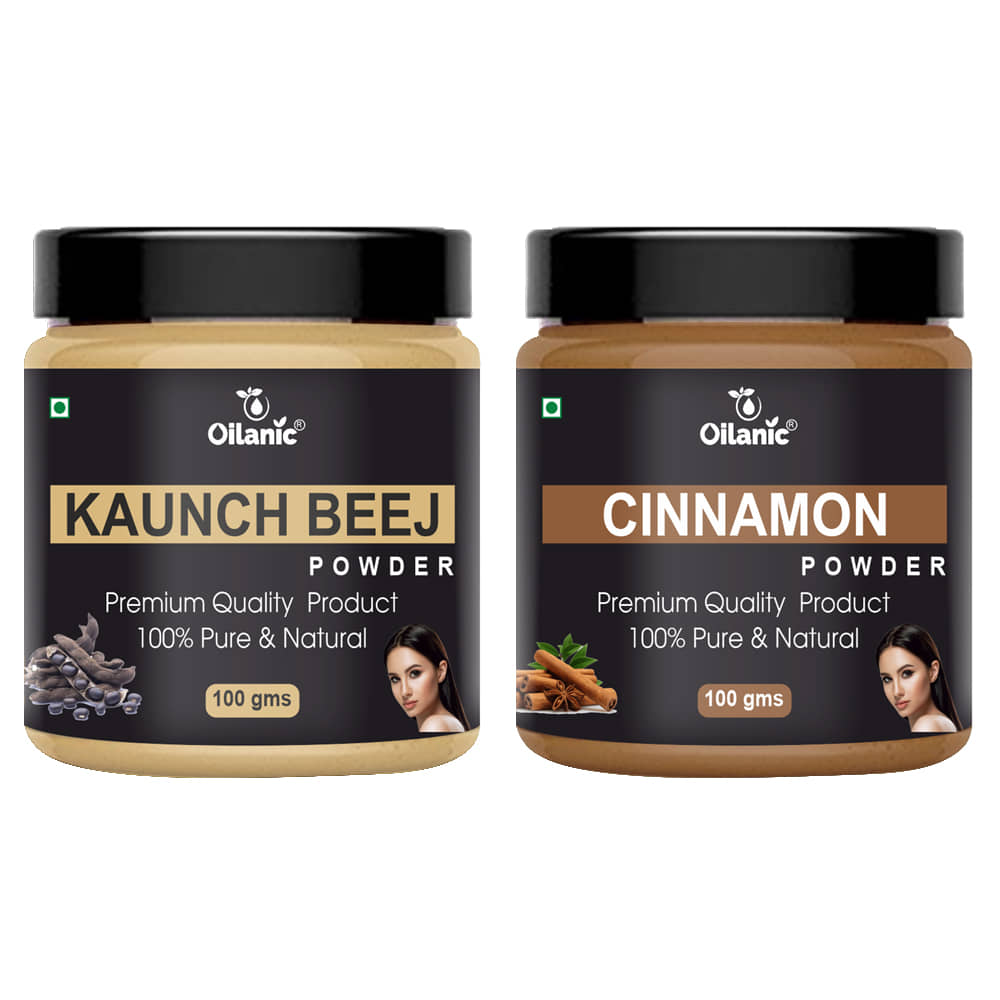 Oilanic 100% Pure Kaunch Beej Powder & Cinnamon Powder For Skin Hair Mask 200 g Pack of 2
