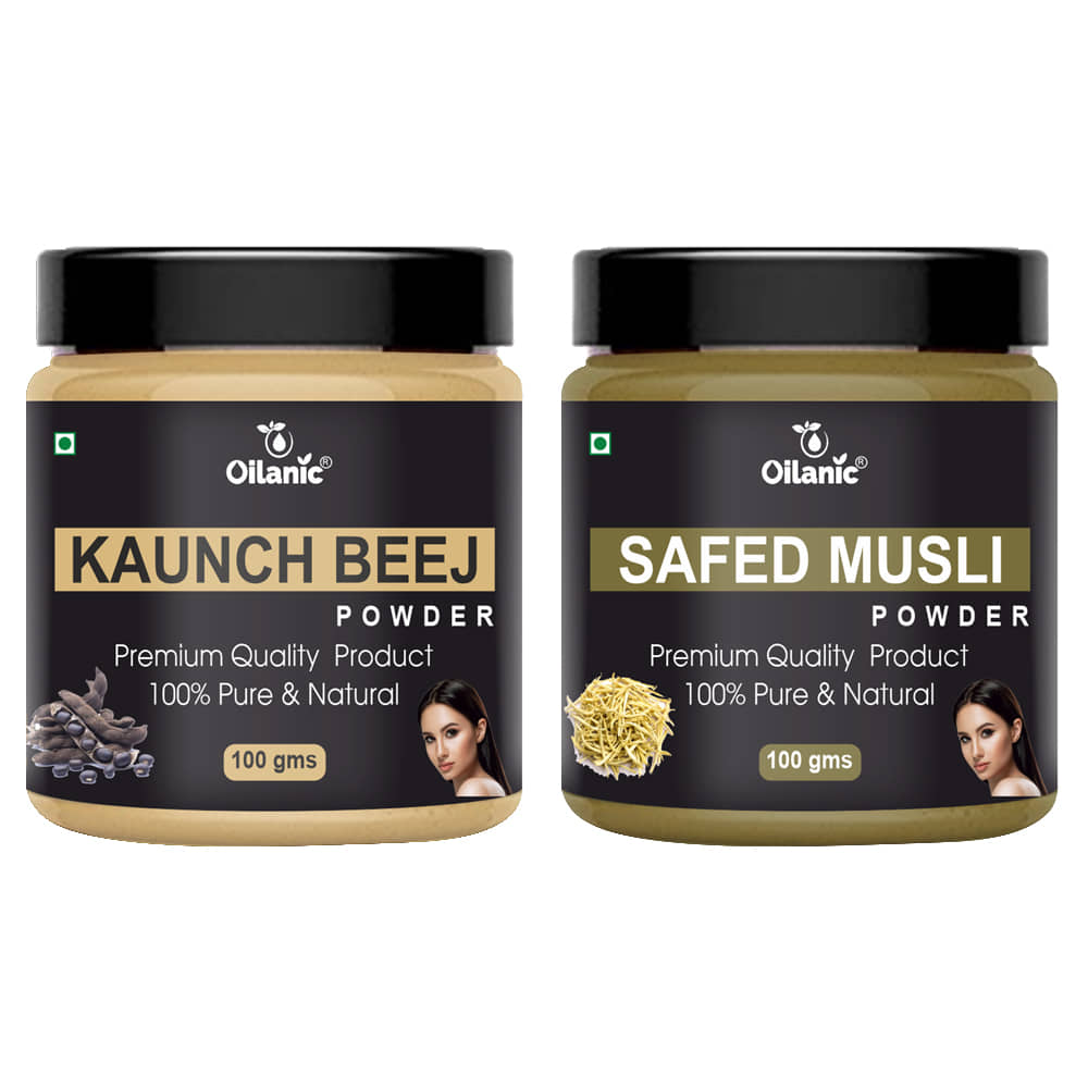 Oilanic 100% Pure Kaunch Beej Powder & Safed Musli Powder For Skin Hair Mask 200 g Pack of 2
