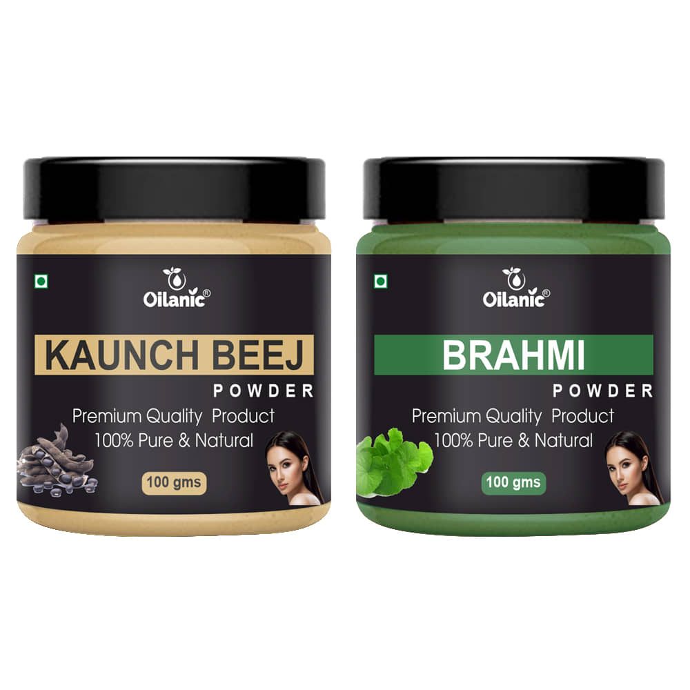 Oilanic 100% Pure Kaunch Beej Powder & Brahmi Powder For Skincare Hair Mask 200 g Pack of 2