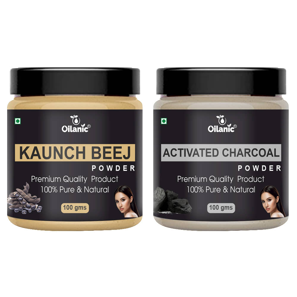 Oilanic 100% Pure Kaunch Beej Powder & ActivatedCharcoalPowder-Skin Hair Mask 200 g Pack of 2