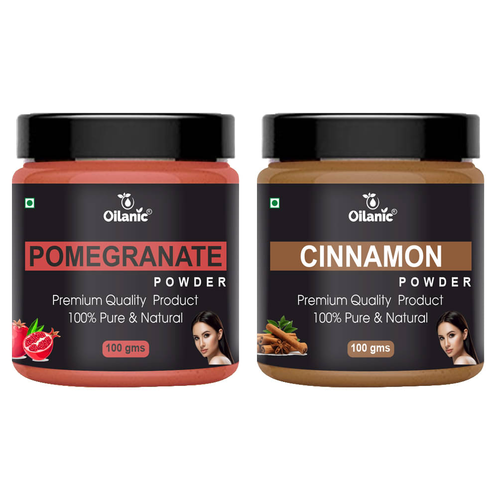 Oilanic 100% Pure Pomegranate Powder & Cinnamon Powder For Skin Hair Mask 200 g Pack of 2     			Oilanic 100% Pure Pomegranate Powder & Cinnamon Powder For Skin Hair Mask 200 g Pack of 2