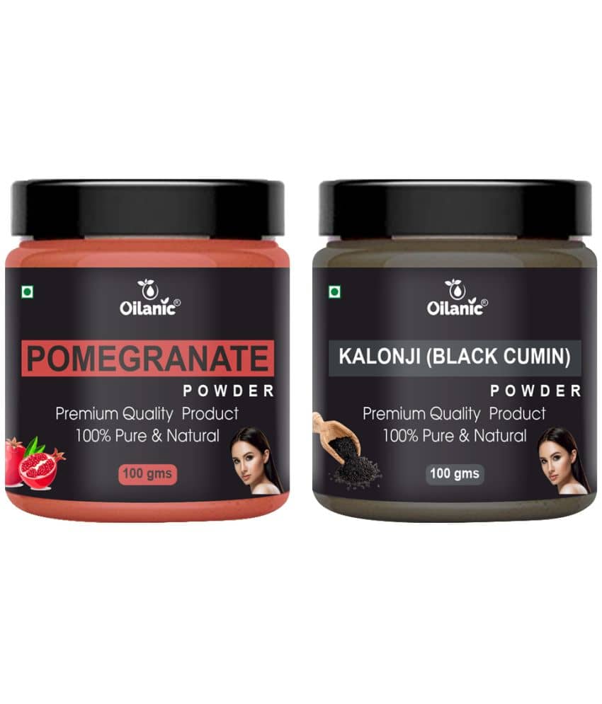 Oilanic 100% Pure Pomegranate Powder & Kalonji Powder For Skincare Hair Mask 200 g Pack of 2
