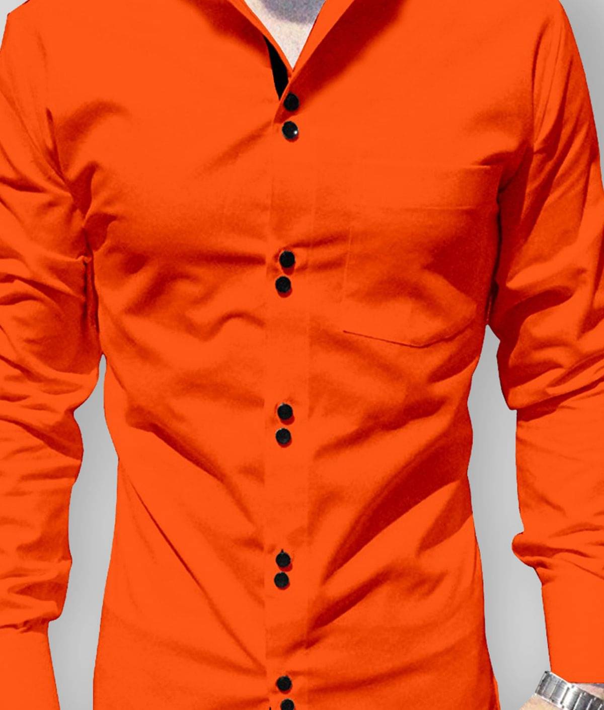 P&V CREATIONS - Orange Cotton Blend Regular Fit Men's Casual Shirt (Pack of 1) P&V CREATIONS - Orange Cotton Blend Regular Fit Men's Casual Shirt (Pack of 1)