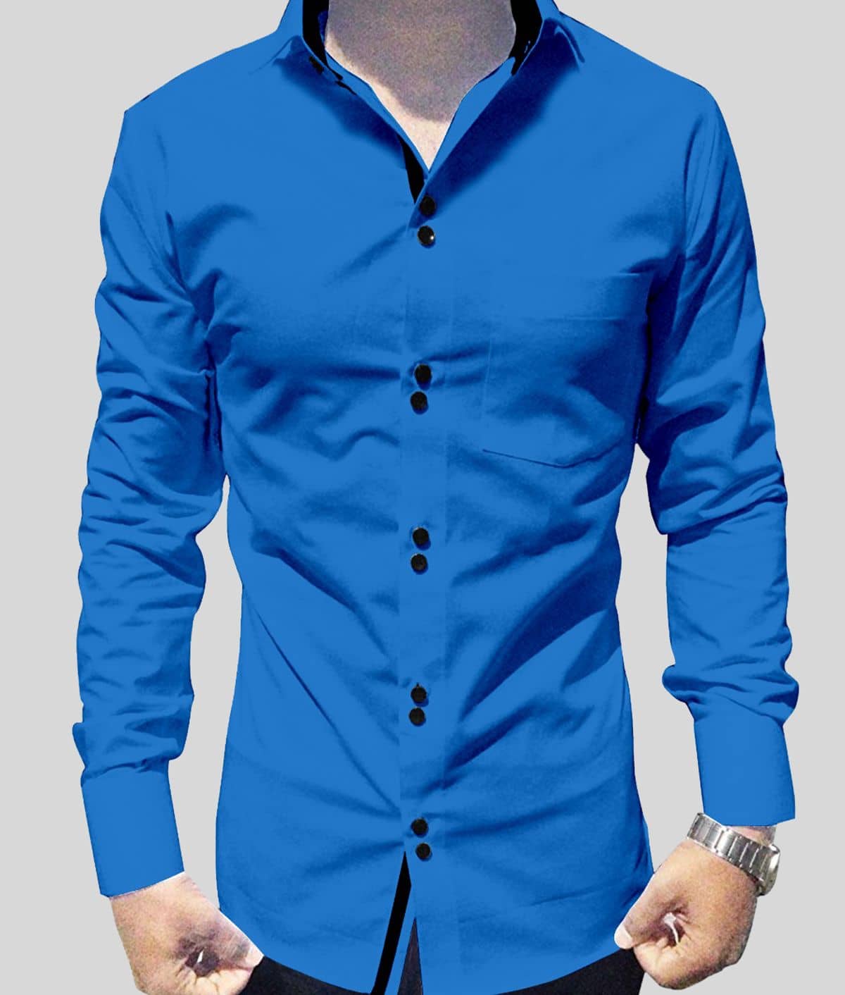 P&V CREATIONS - Blue Cotton Blend Regular Fit Men's Casual Shirt (Pack of 1)