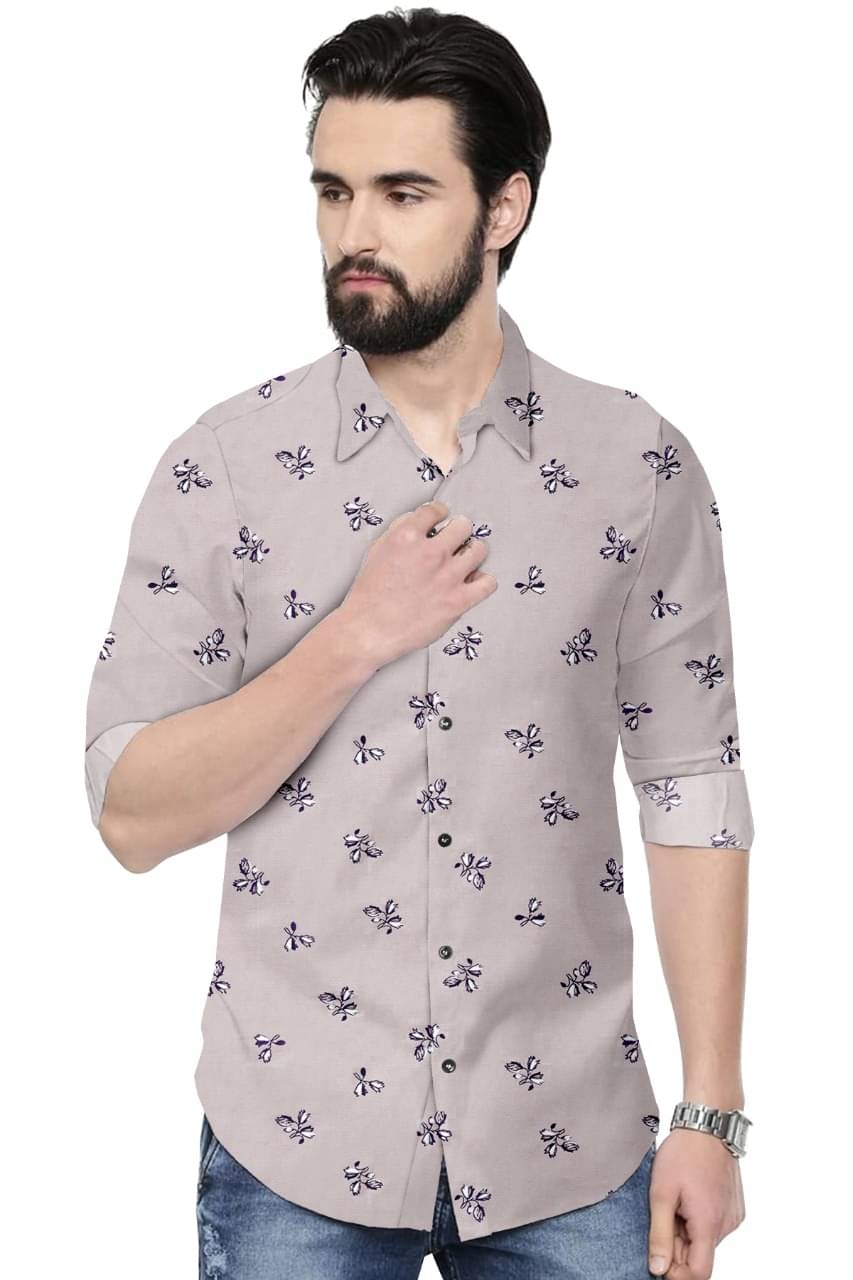     			P&V CREATIONS - Grey Cotton Blend Regular Fit Men's Casual Shirt (Pack of 1)
