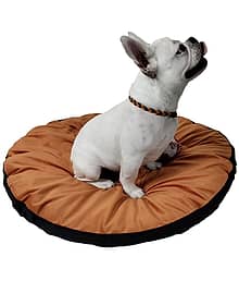 NUEVOS DOGGADIL Velvet Quilted Round Pet Bed Mattress | Foldable Padded Pet bed_ rust