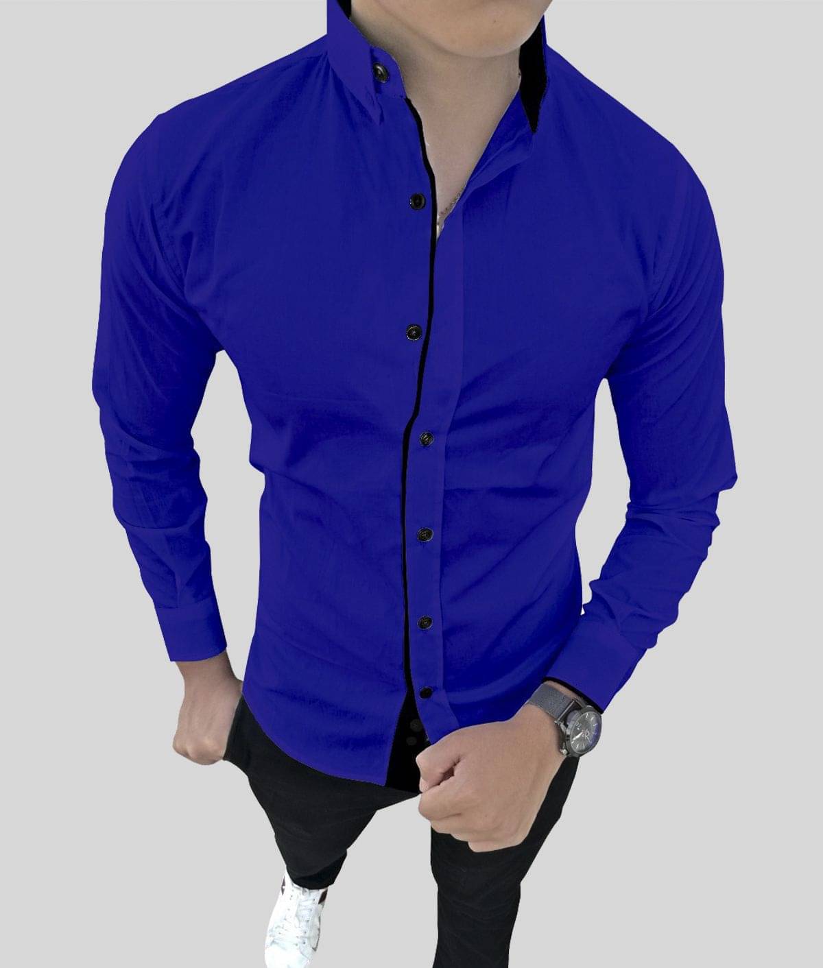 SUR-T - Blue Cotton Blend Slim Fit Men's Casual Shirt (Pack of 1) SUR-T - Blue Cotton Blend Slim Fit Men's Casual Shirt (Pack of 1)