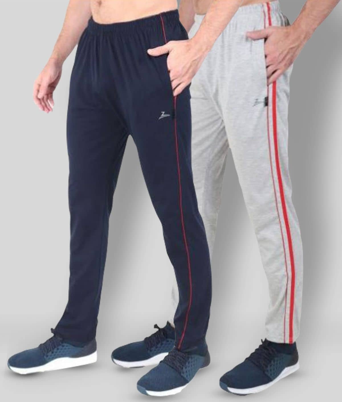 Zeffit - Navy Blue Cotton Blend Men's Trackpants ( Pack of 2 ) - Track Pants | Buy online on ZillyBuy