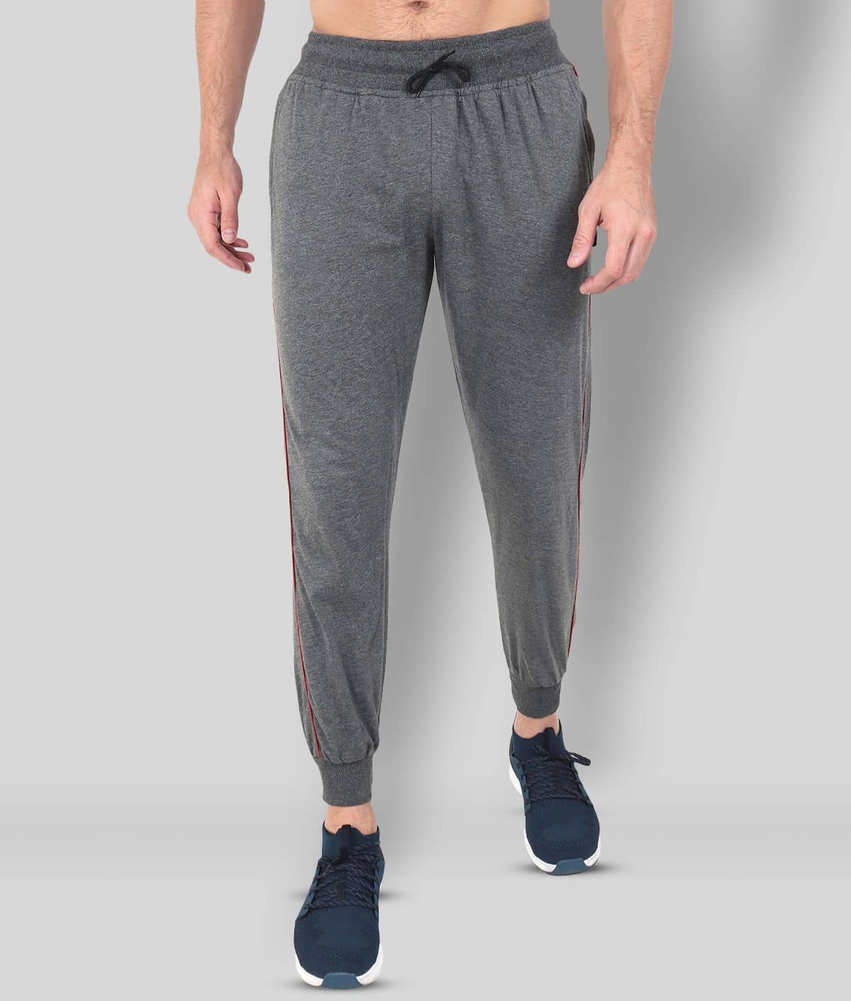 Zeffit - Grey Cotton Blend Men's Joggers ( Pack of 1 ) - Track Pants | Buy online on ZillyBuy