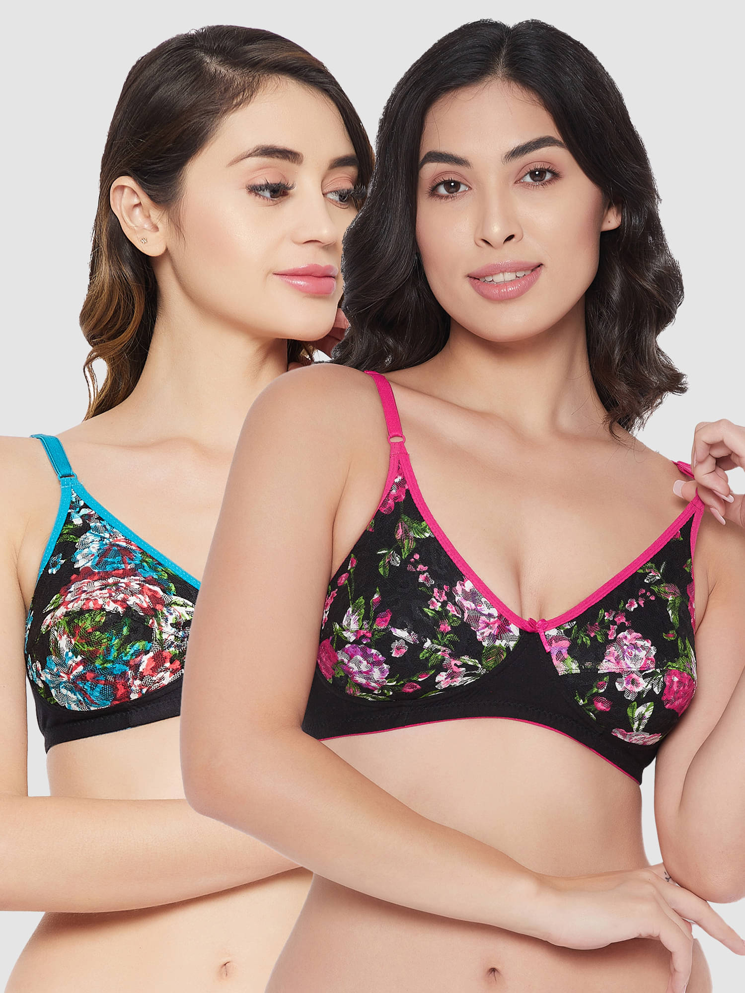     			Clovia Pack of 2 Cotton Non Padded Women's T-Shirt Bra ( Multi Color )