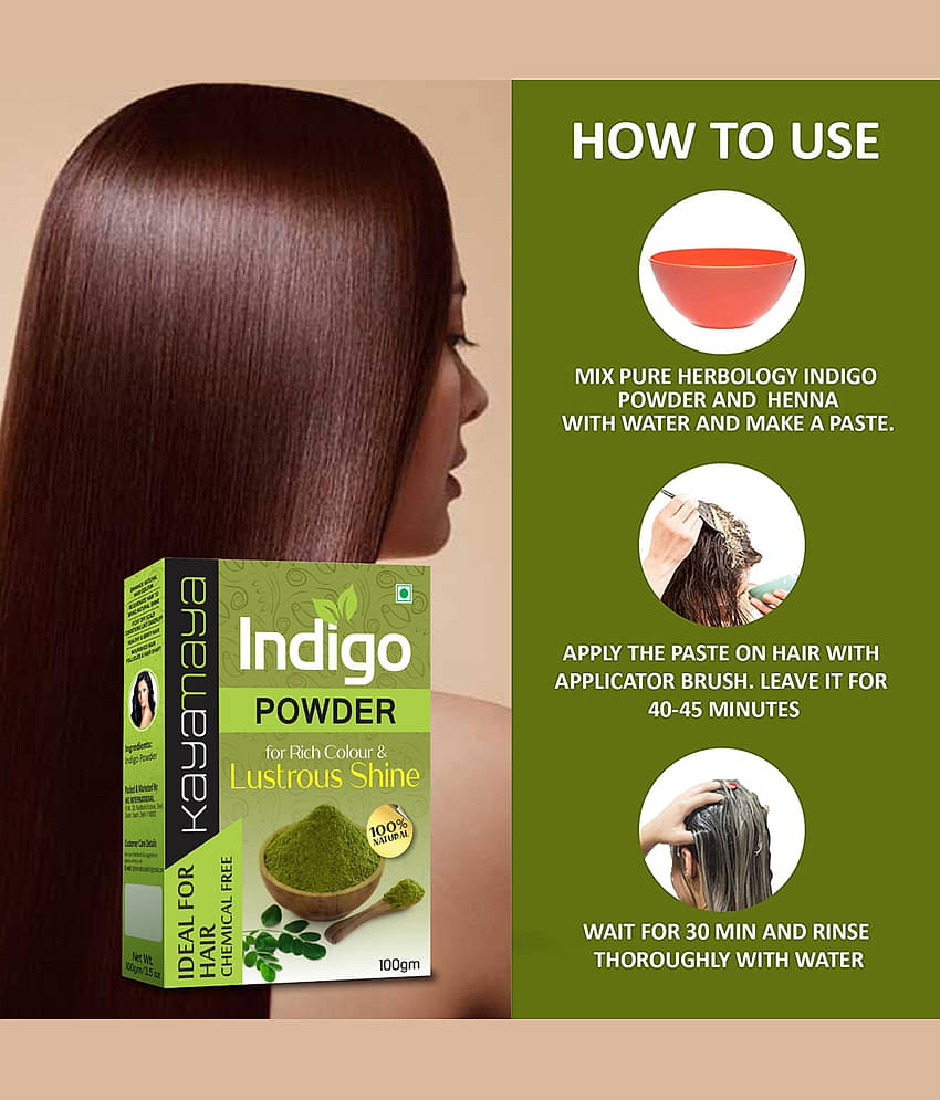 Kayamaya 100% Organic Indigo Powder Organic Henna 100 g Each (Pack of 3)
