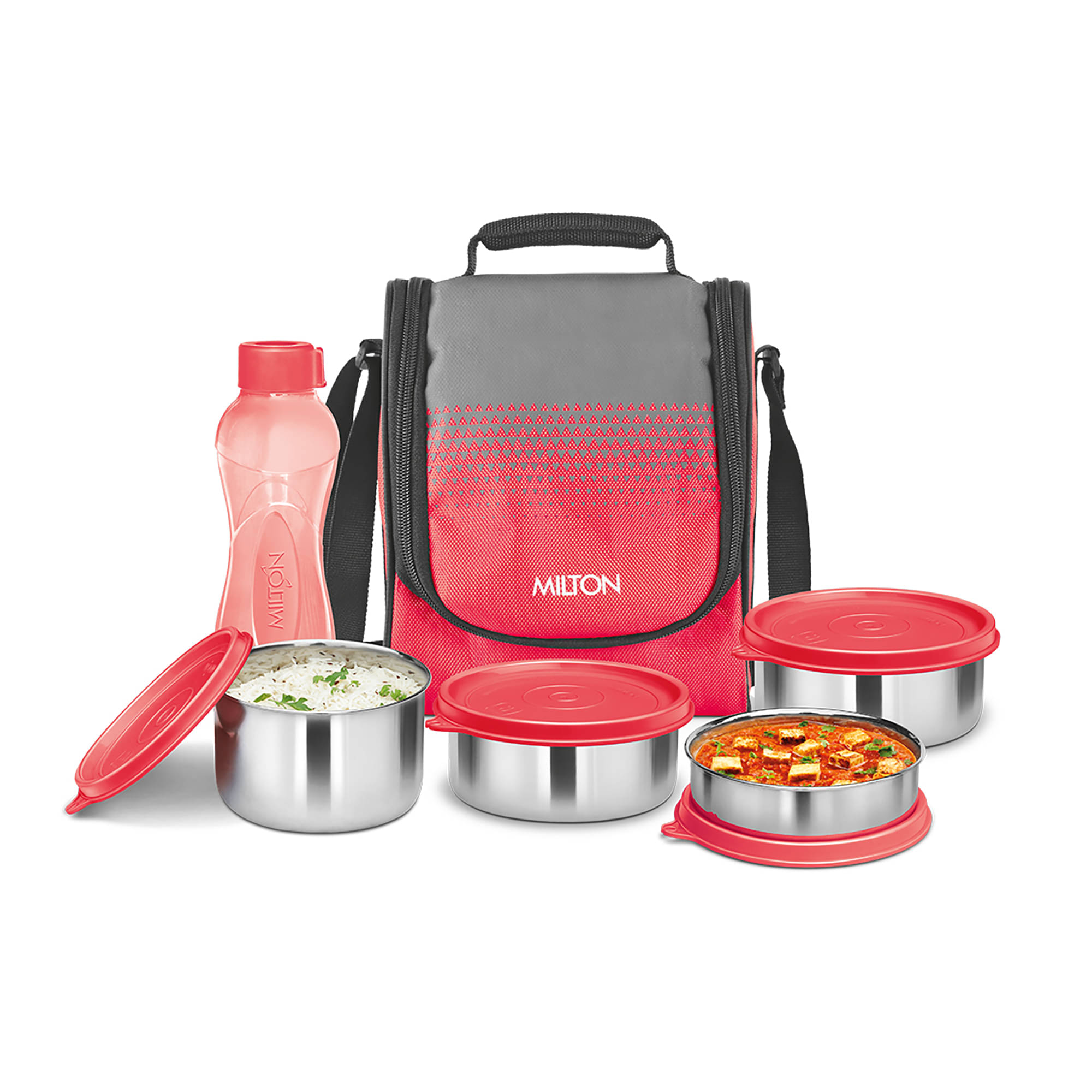     			Milton Tasty 4 Stainless Steel Combo Lunch Box with Bottle, Red